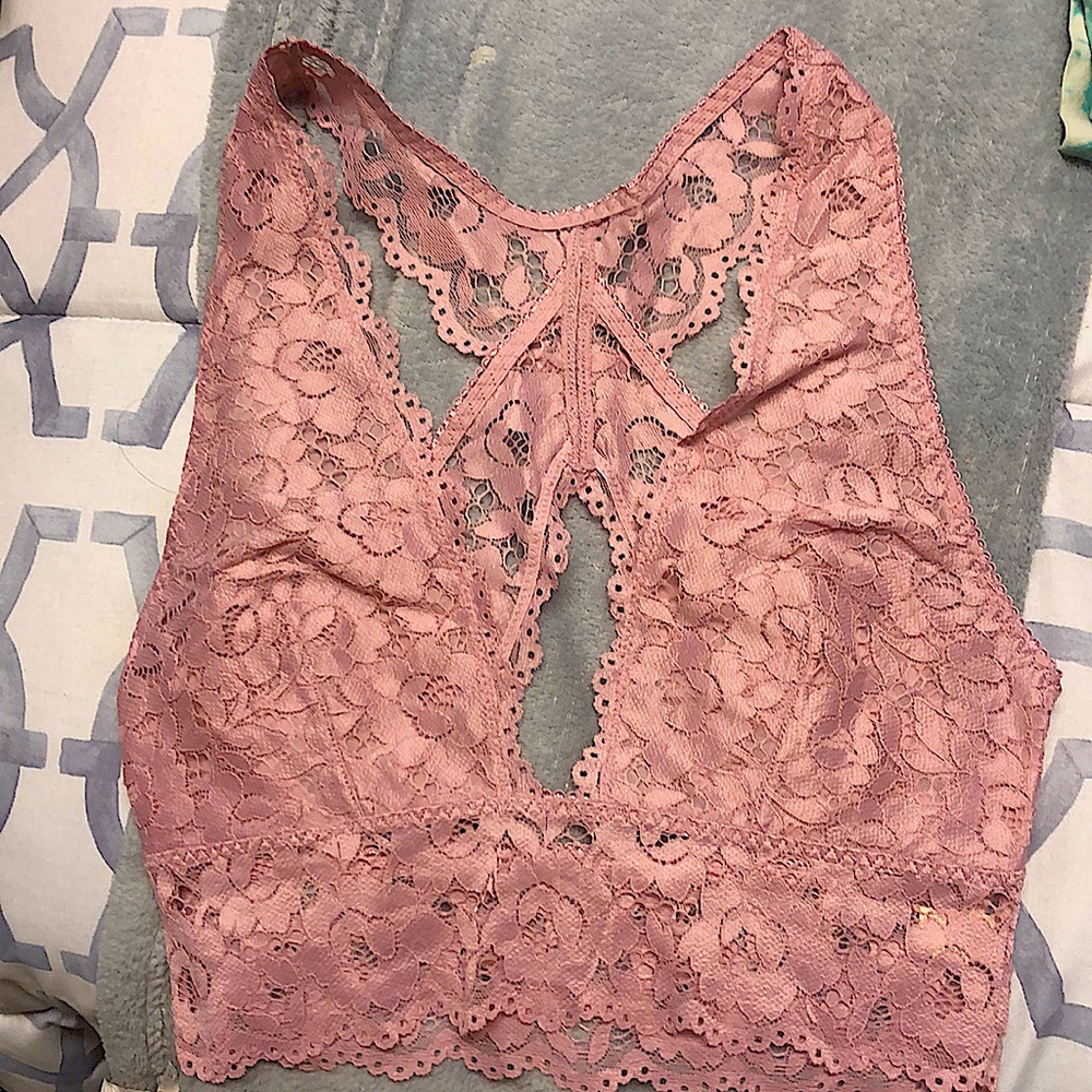 Pink lace bralette